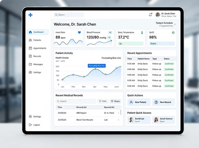 Meridian Health Platform clinical dashboard interface
