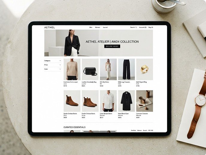 Nexus E-commerce headless retail store interface on tablet